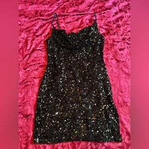 Black sparkle bodycon mini dress